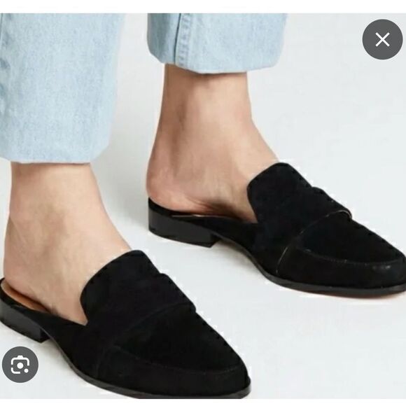 Rebecca Minkoff Black Suede Pointed Toe Slip On Mules - Picture 1 of 13